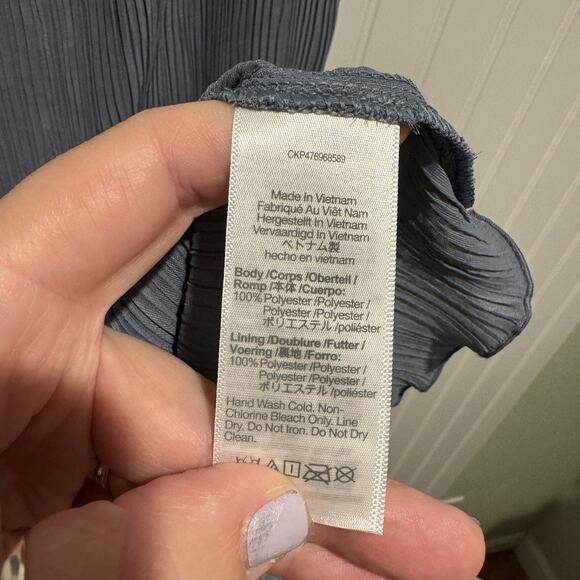 Madewell Goldie Slip Dress Plisse Tea Blue Midi Length Size 2 - Picture 6 of 7